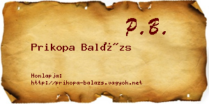 Prikopa Balázs névjegykártya
